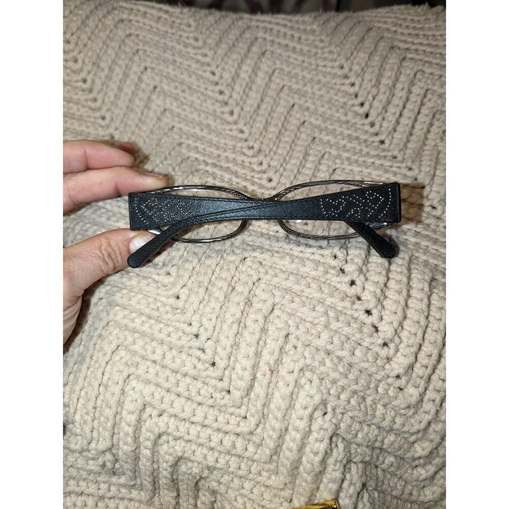 Vintage Tory‎ Burch Y2K Black Leather Eyeglass Frames and Tortoise Case Rx